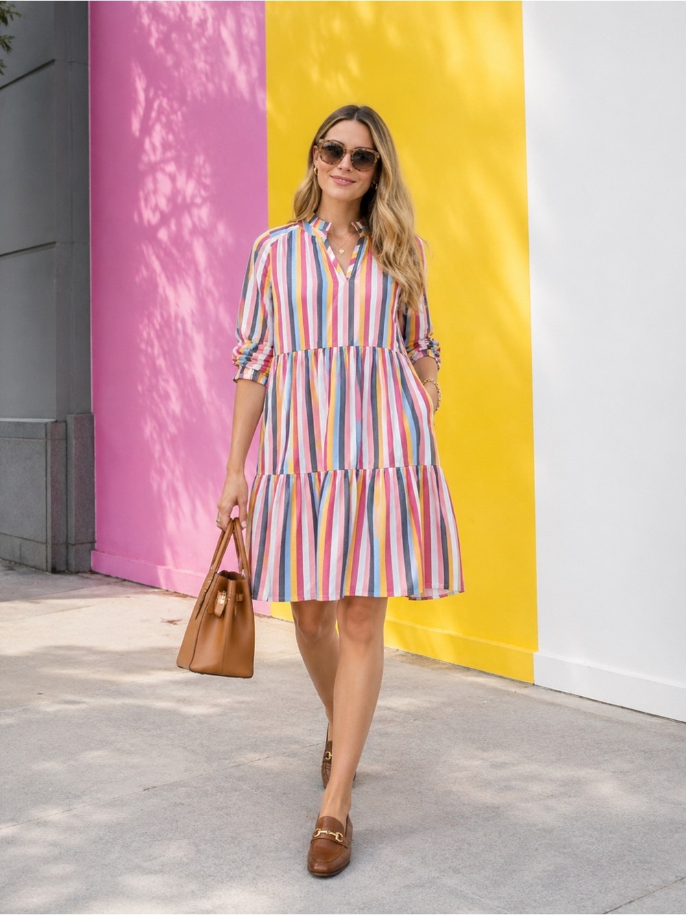 J.Crew Tiered Popover Dress Petite Small Stripe Cotton NWT Pockets